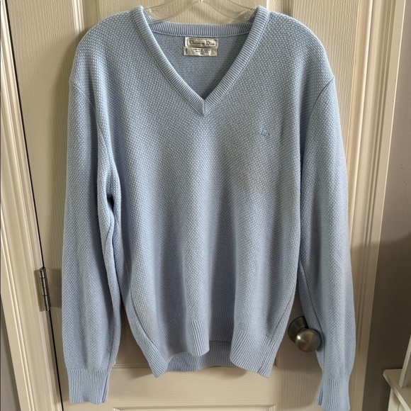 Dior Sky Blue V-Neck Sweater. Size medium - Picture 1 of 4